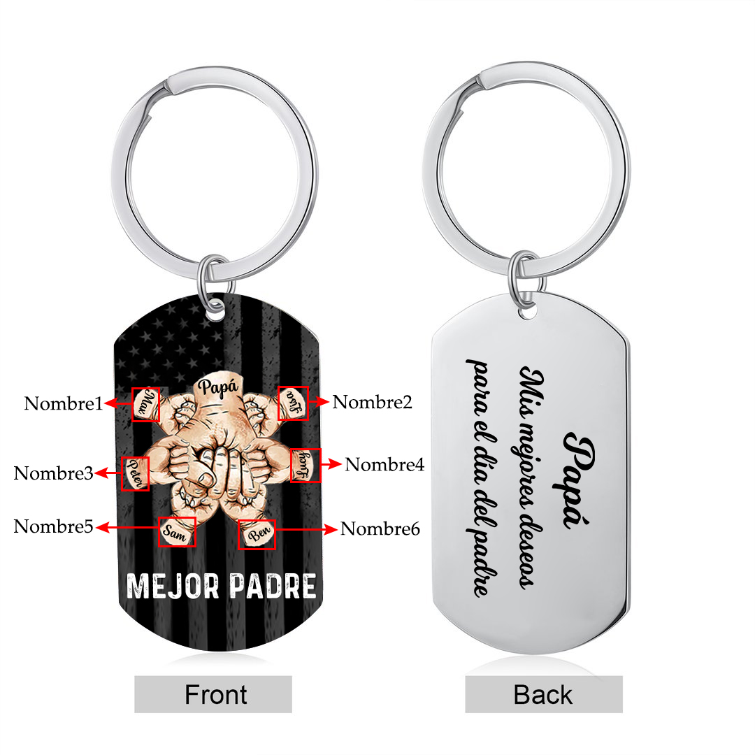 A mi papá-Llavero 1-7 Nombres Personalizados Puño con Puño-Jessemade ES