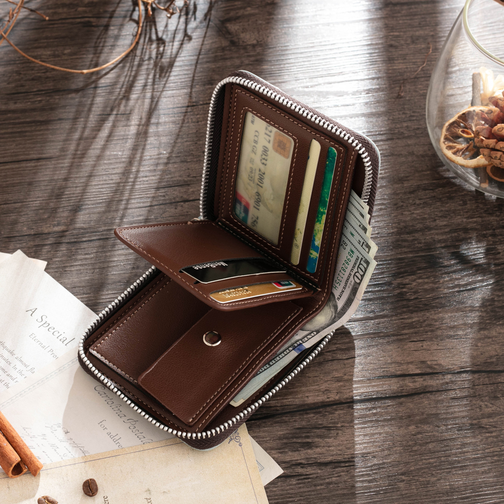 Cartera, billetera con 1 foto y 1 texto personalizados, monedero clásico para hombre