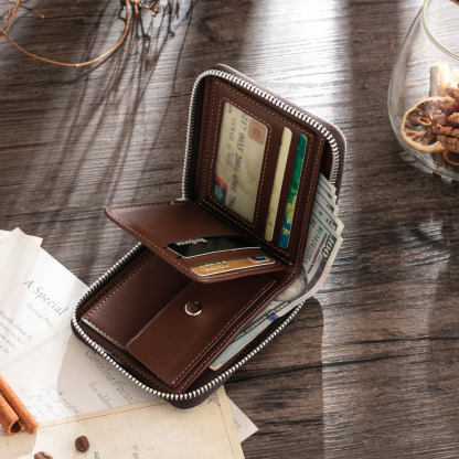 Cartera, billetera con 1 foto y 1 texto personalizados, monedero clásico para hombre