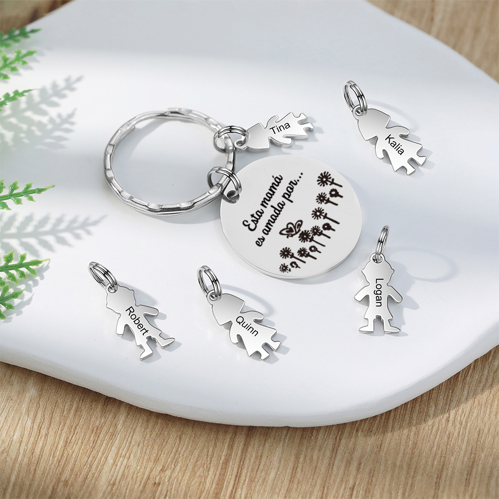 A mi mamá - Llavero con 5 nombres personalizados en "niños"-Jessemade ES