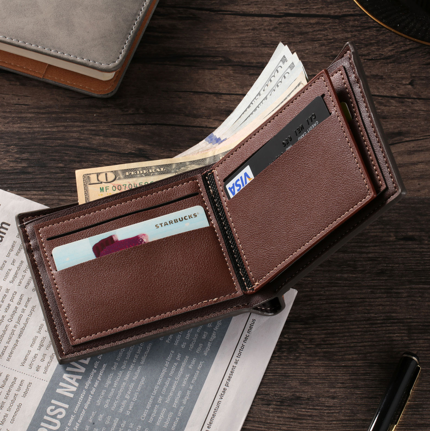 A mi papá-Cartera, billetera clásica 1 texto personalizado para hombre monedero-Jessemade ES