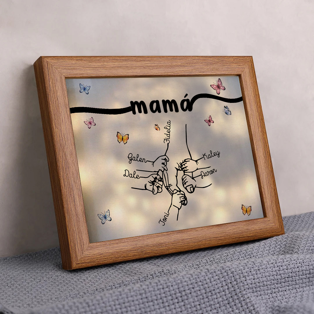 A mi mamá-Marco de 2-7 nombres y 1 texto personalizados de madera-Jessemade ES