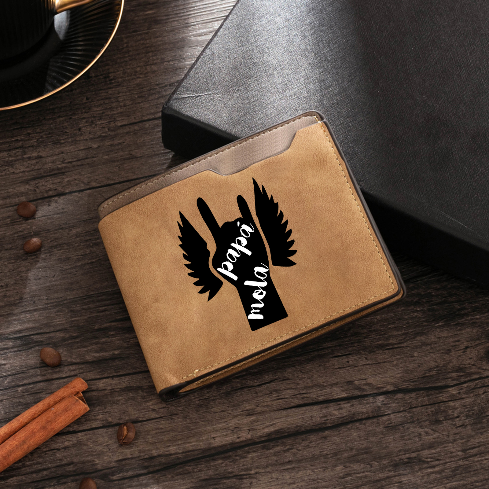 A mi papá-Cartera, billetera clásica 1 texto personalizado para hombre monedero-Jessemade ES