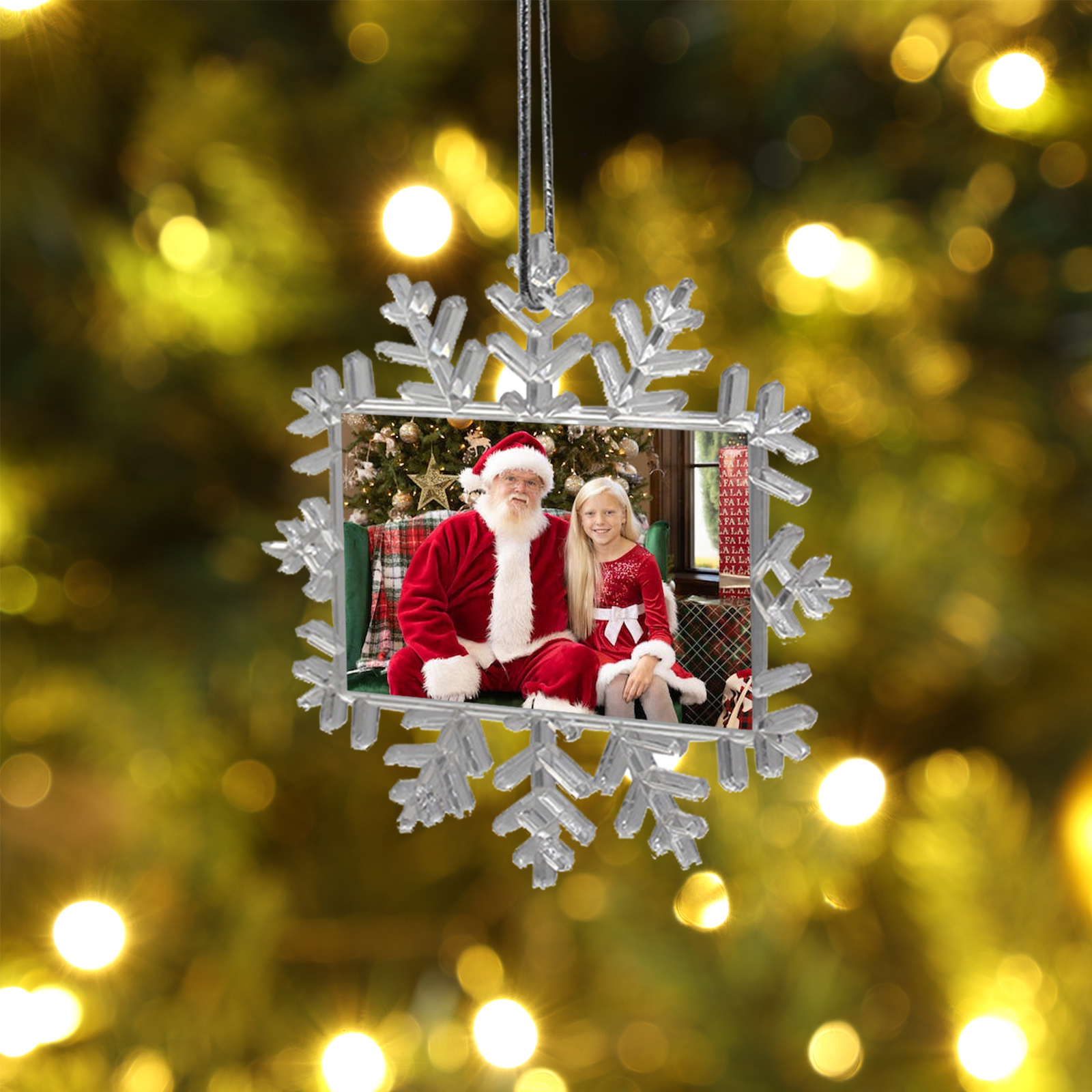 Navidad-Ornamento navideño copo de nieve con 1 foto personalizada adorno del árbol