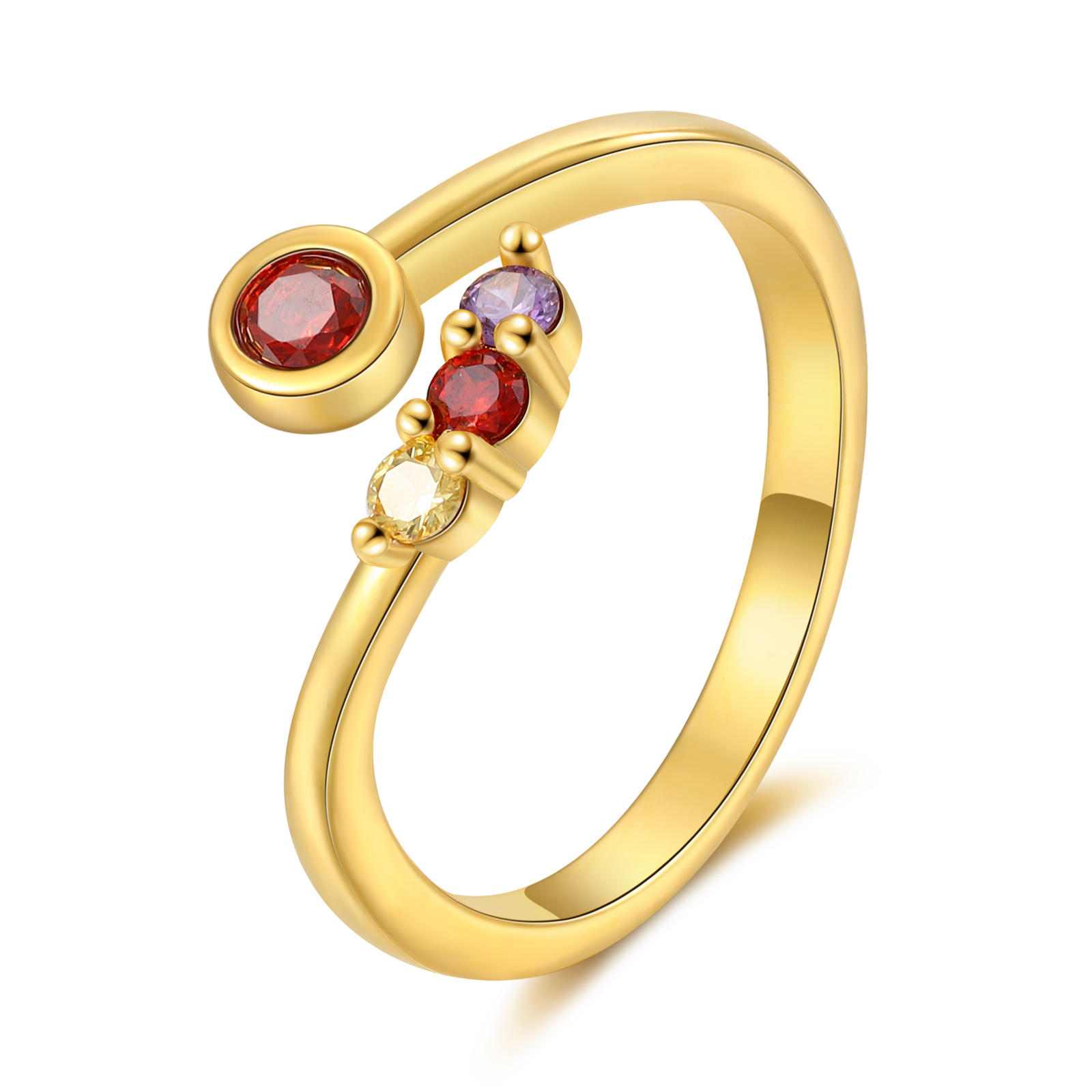 Anillo personalizado con 2-5 piedras de nacimiento anillo ajustable-Jessemade ES