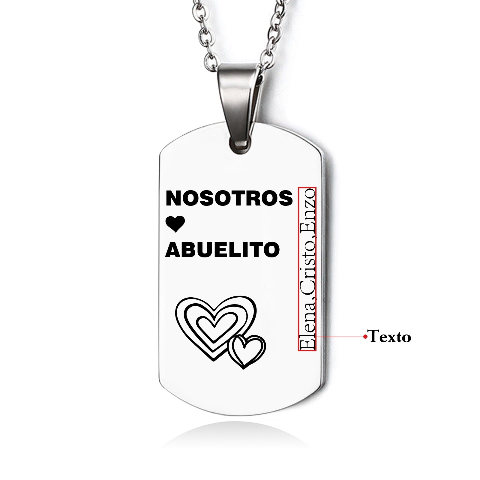 A MI ABUELO-Collar abuelo y nietos de placa personalizada con 1 texto-Jessemade ES