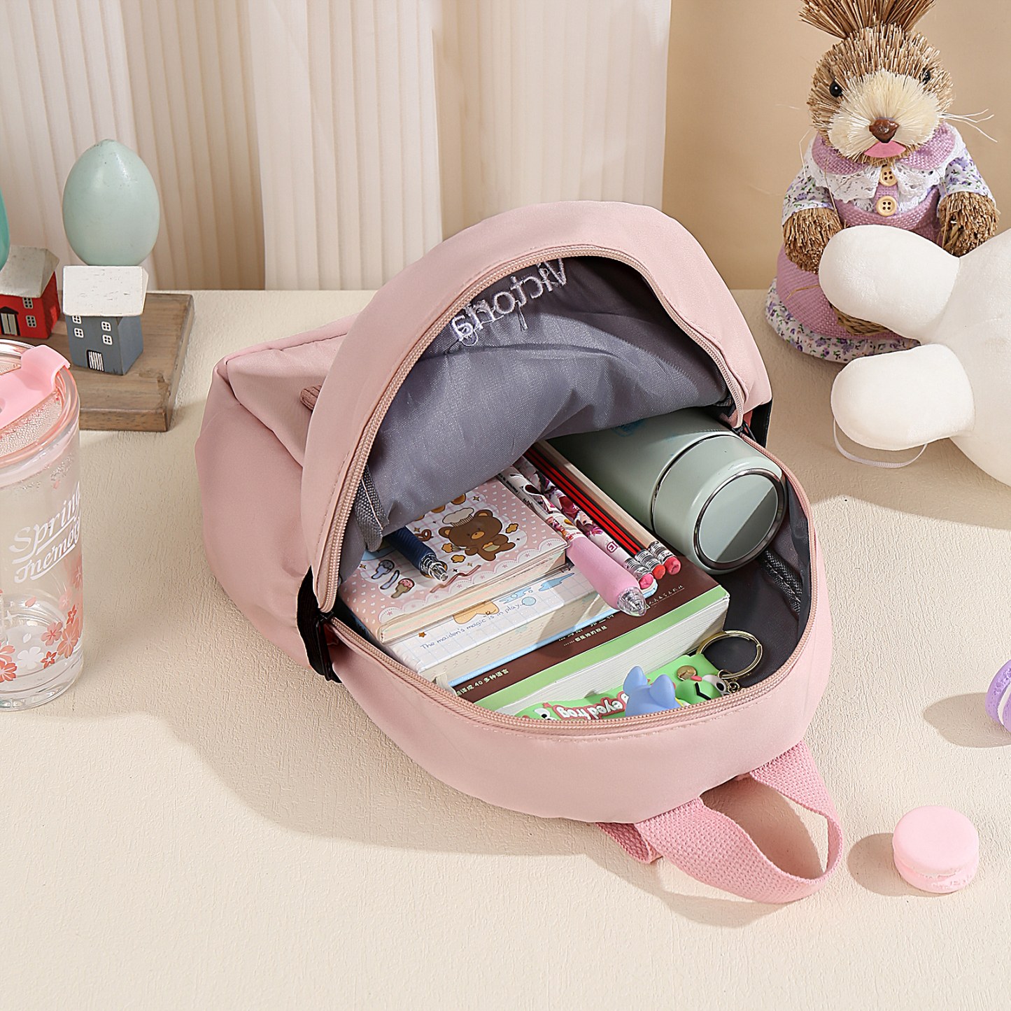 Mochilas escolares para los niños con peluche de oso con nombre personalizado bordado