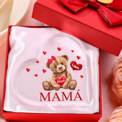 A mi mamá/abuela-Placa de acrílico "Nosotros" en forma de corazón 1 nombre y 1 texto personalizados-Jessemade ES