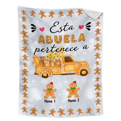 A mi abuela-Manta de buen calidad de Navidad hombres de jengibre personalizada con 2 nombres-Jessemade ES