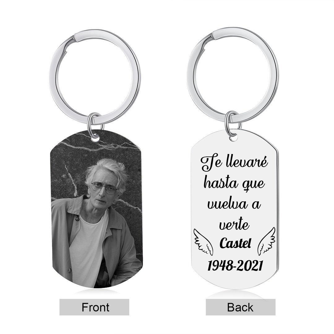 Llavero conmemorativo a un ser querido personalizado con foto, nombre y años-Jessemade ES