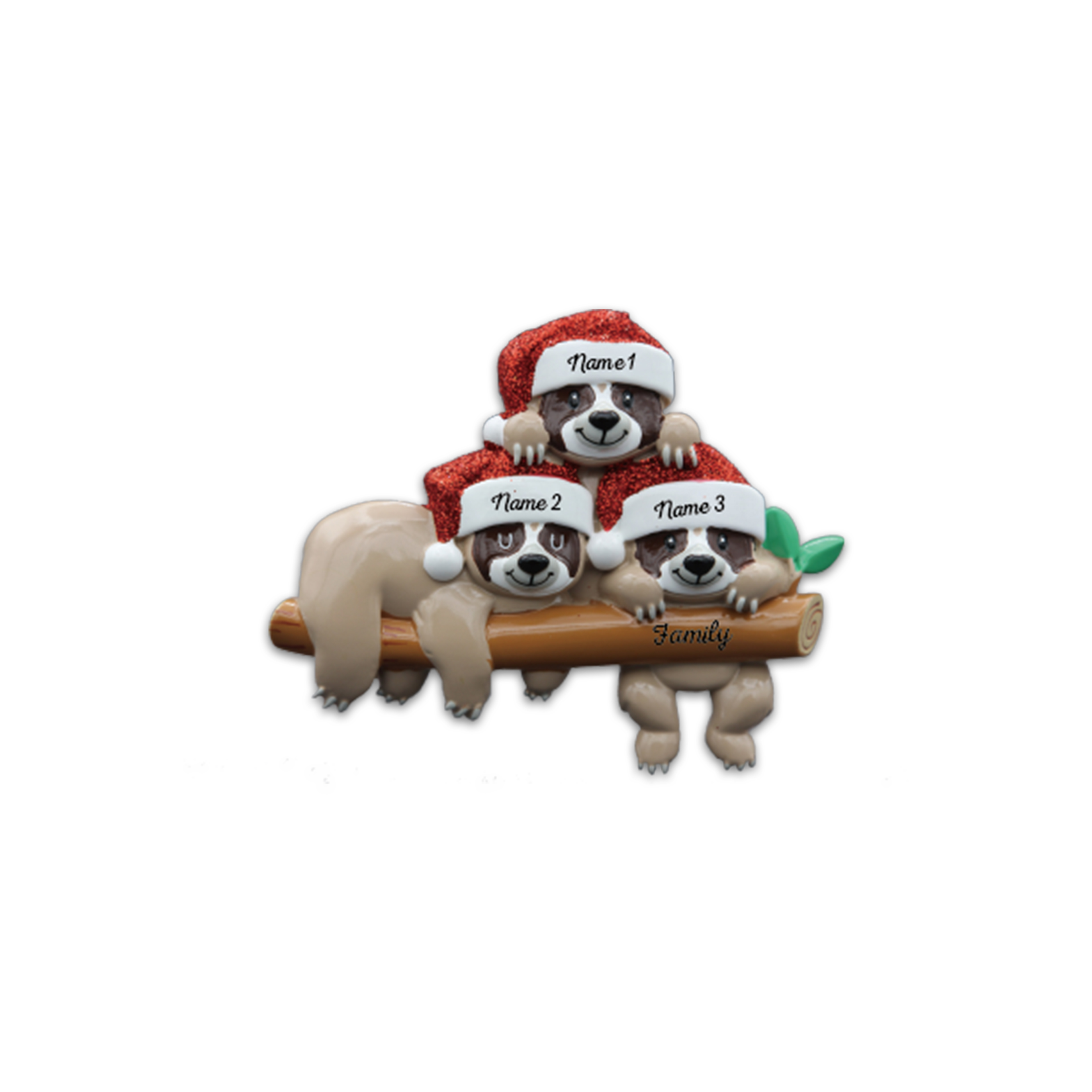 Navidad-Ornamento la familia de pereza 3 nombres y apellido personalizados adorno del árbol