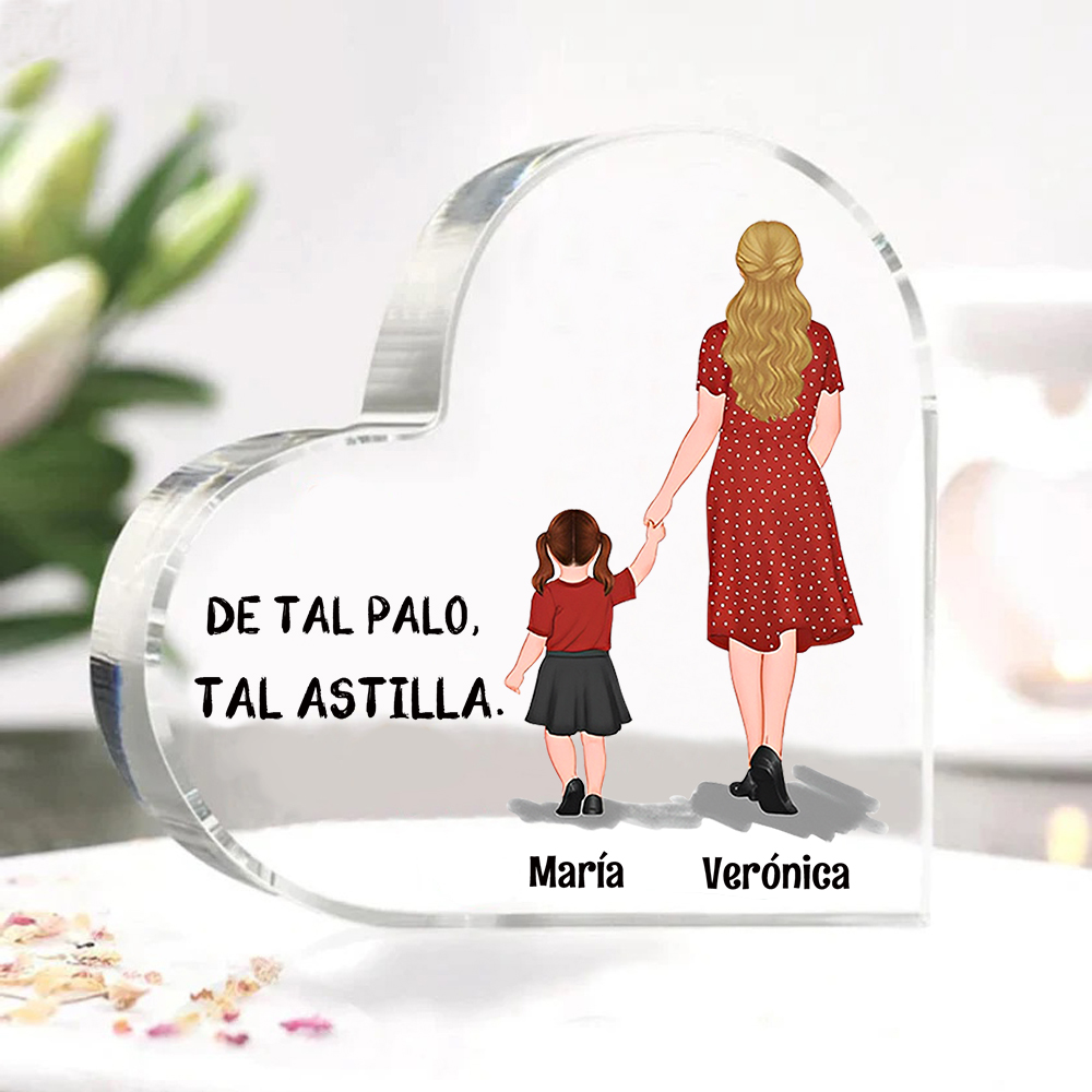 Placa de acrílico en forma de corazón mamá e hijos con 2-3 nombres personalizados-Jessemade ES