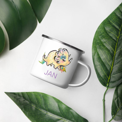 Taza con dinosaurios para niños con 1 nombre personalizado-Jessemade ES