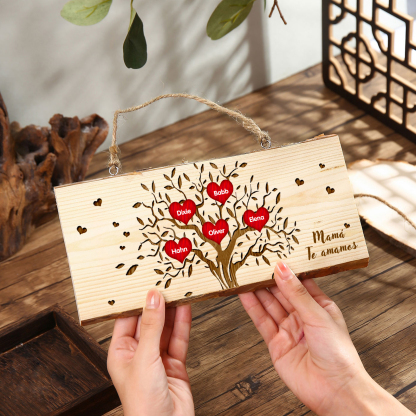 A mi mamá/abuela-Adorno de colgante personalizado con 2-6 nombres de madera árbol de la vida-Jessemade ES