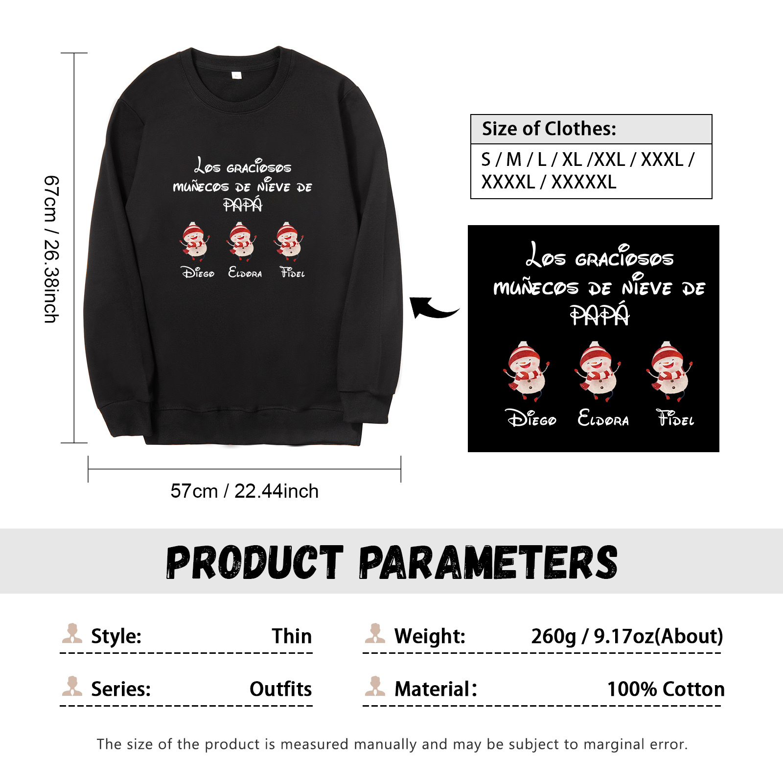 Familia-Sudadera "Muñecos de nieve" 4 nombres personalizados-Jessemade ES