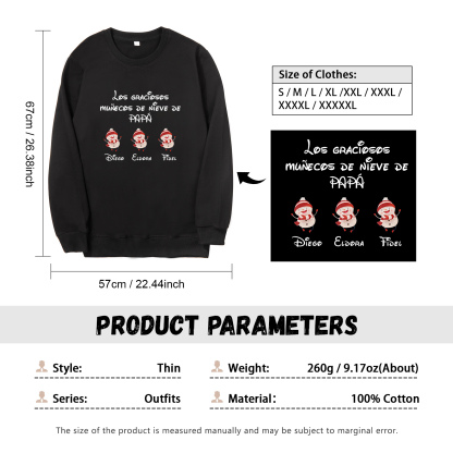 Familia-Sudadera "Muñecos de nieve" 4 nombres personalizados-Jessemade ES