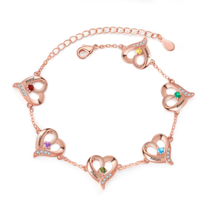 Pulsera 1-7 nombres y piedras personalizados con dije de corazón-Jessemade ES
