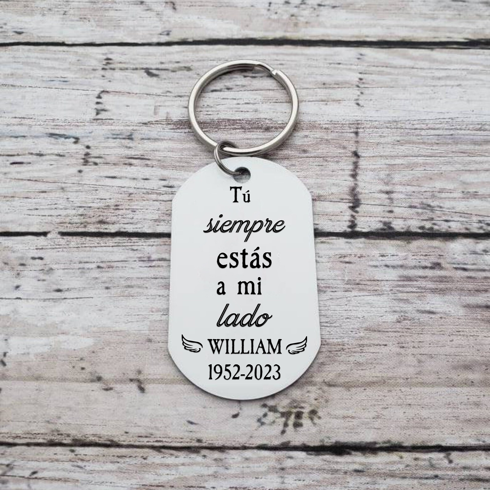 Llavero conmemorativo a un ser querido personalizado con foto, nombre y años-Jessemade ES