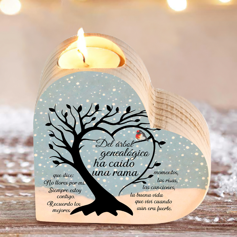 Candelero de corazón en memoria de ser querido de madera sin vela-Jessemade ES