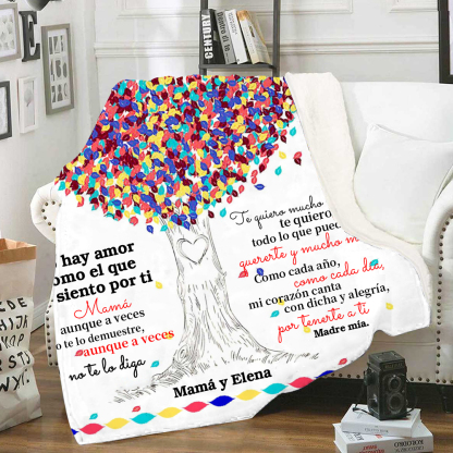 A mi mamá-Manta de buen calidad con frase amoroso y personalizada con 1 texto-Jessemade ES