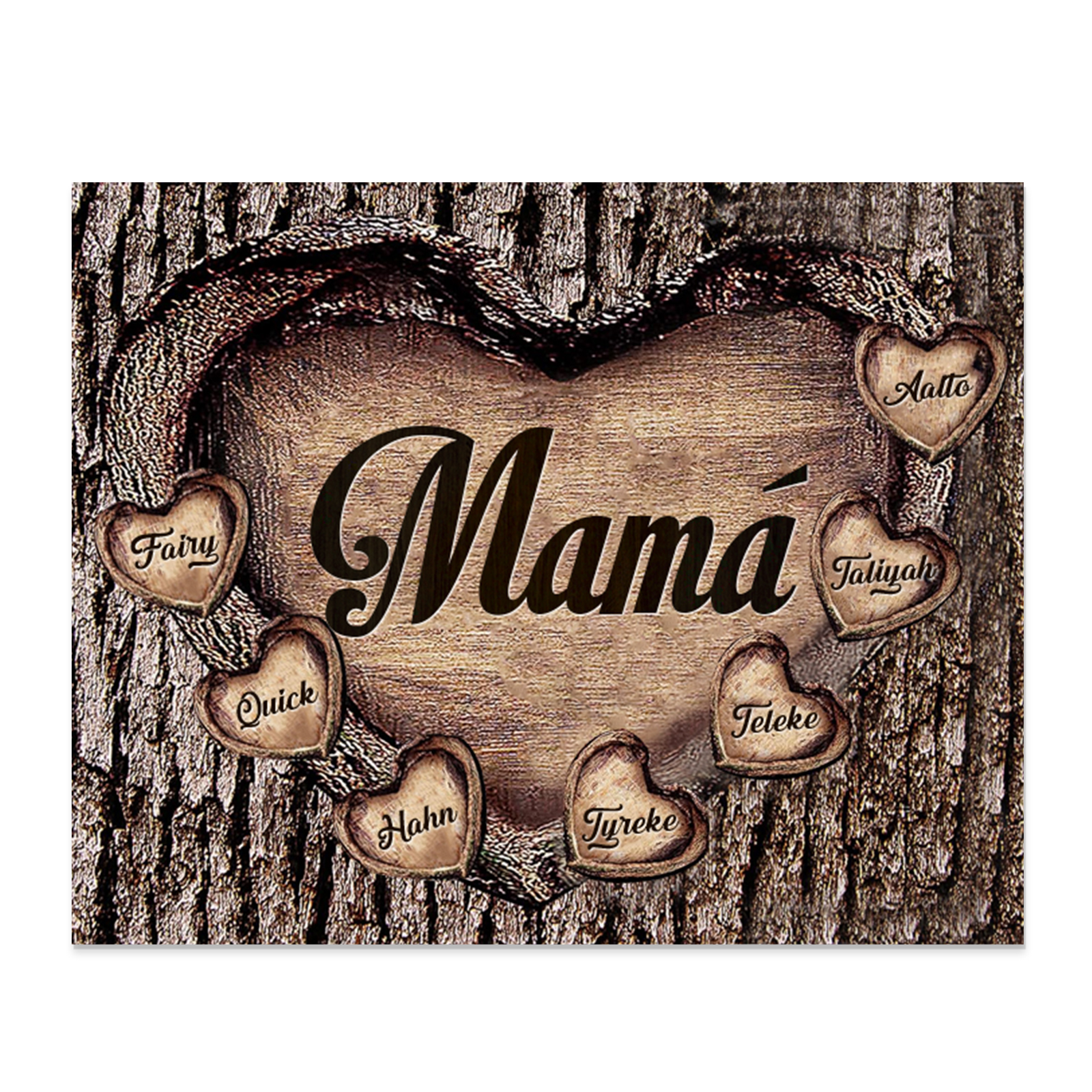 A mi mamá-Lámina marco de madera para mamá personalizado con 7 nombres-Jessemade ES