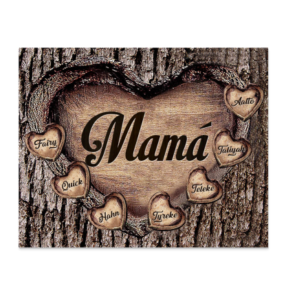 A mi mamá-Lámina marco de madera para mamá personalizado con 7 nombres-Jessemade ES