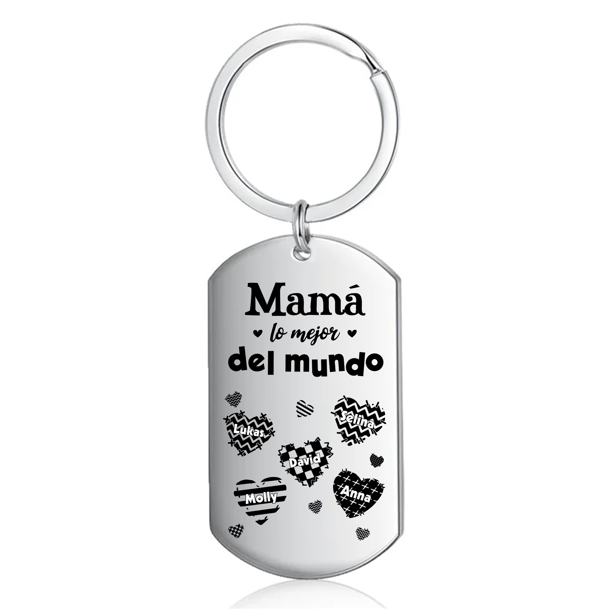 A mi mamá-Llavero 1-6 Nombres Personalizados CORAZONES-Jessemade ES