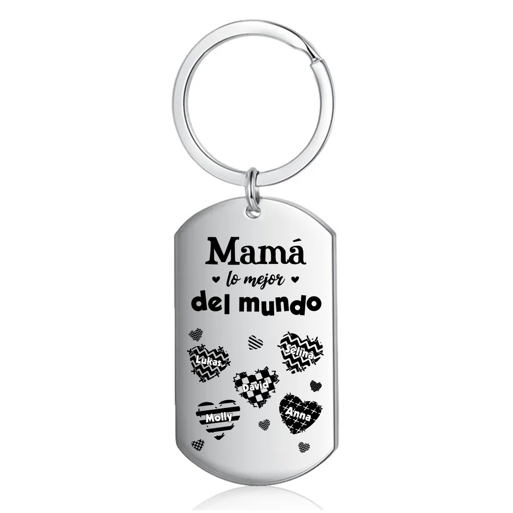 A mi mamá-Llavero 1-6 Nombres Personalizados CORAZONES-Jessemade ES