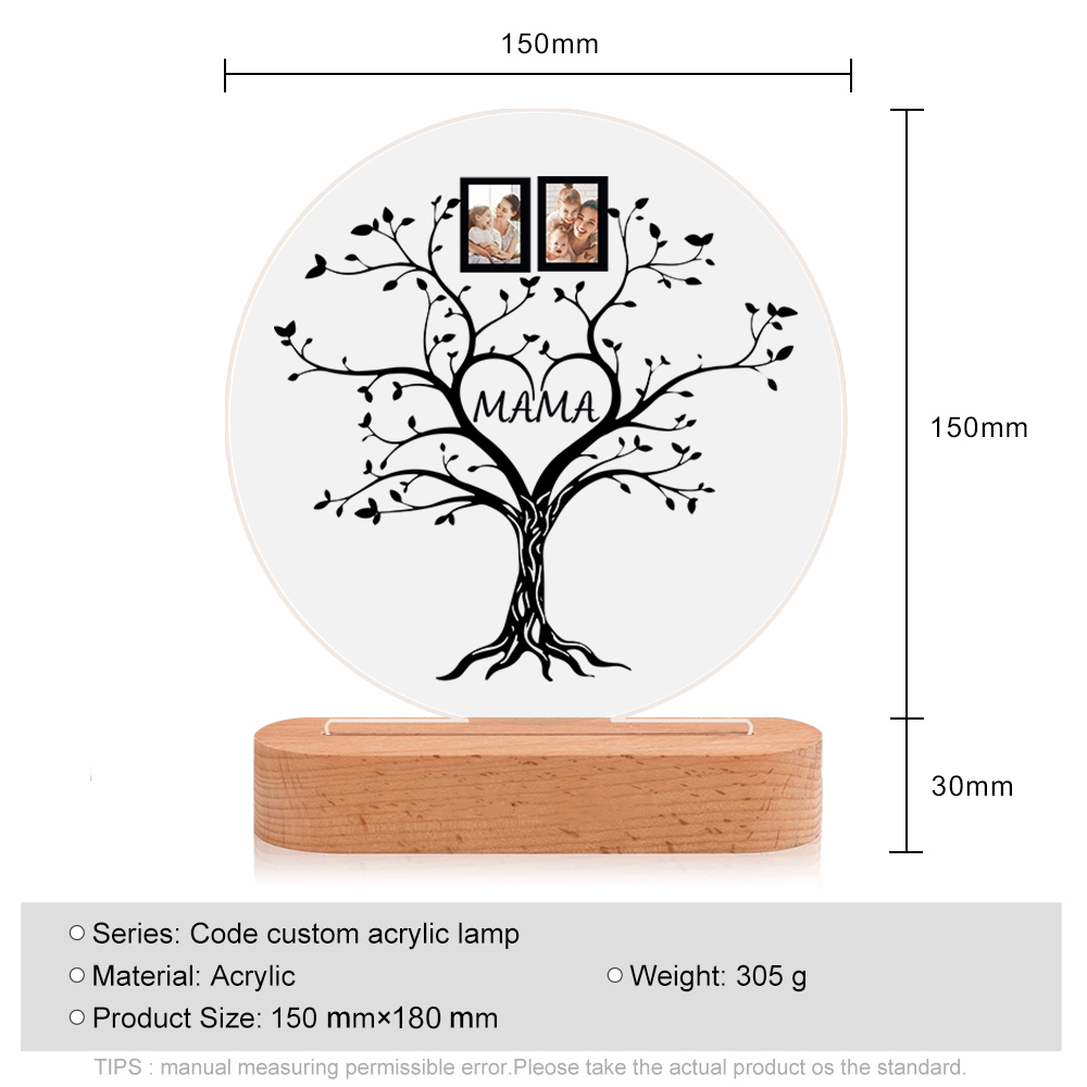 A mi mamá/abuela-Lámpara 3D Ilusión Luz de Noche Personalizada con 2-6 Fotos y 1 Texto-Jessemade ES
