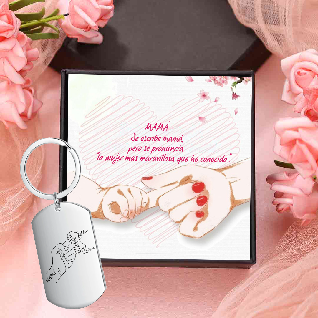 A mi mamá-Llavero 1-4 Nombres Personalizados "PUÑO CON PUÑO"-Jessemade ES