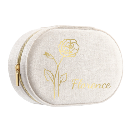 Caja de regalo para joya personalizada con nombre y flor de nacimiento-Jessemade ES
