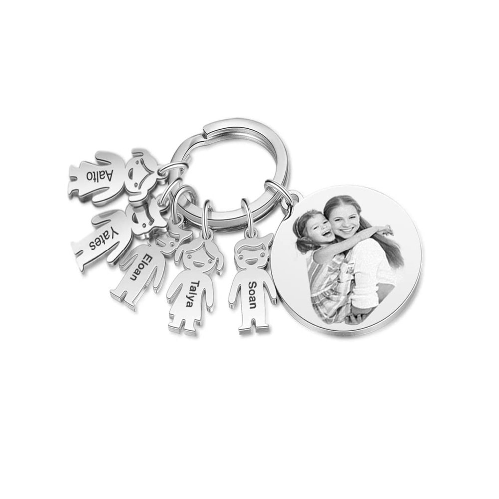 A mi tía - Llavero 5 Nombres Personalizado Con Charms 5 Niños con Foto y Texto-Jessemade ES