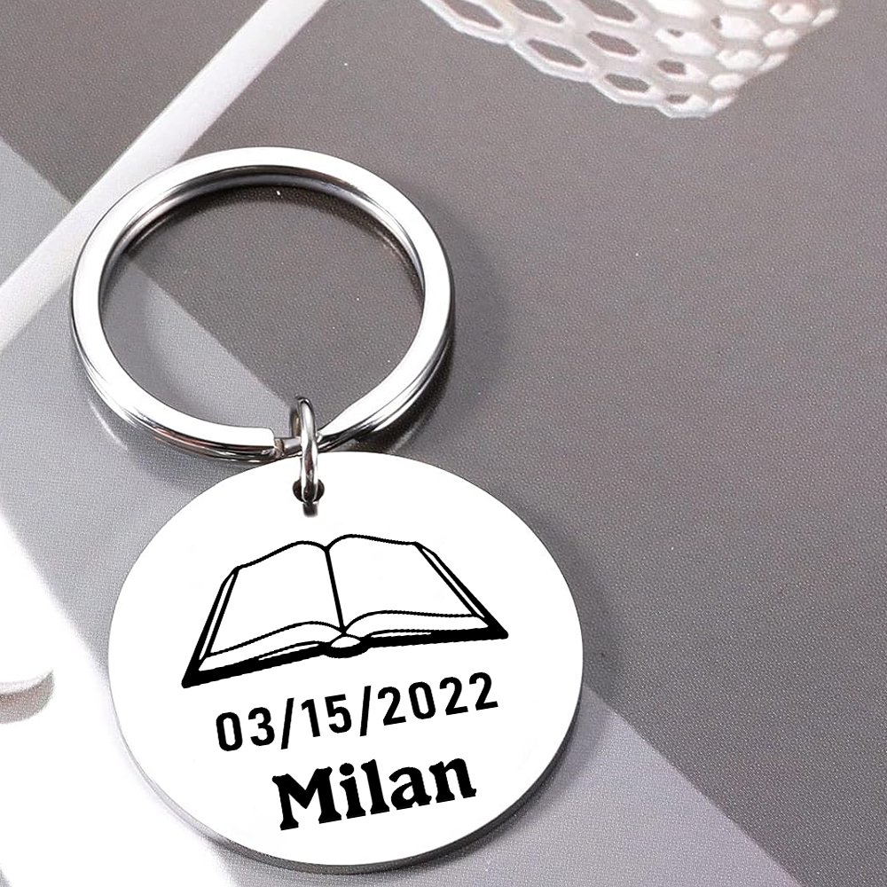 Comunión-Llavero con icono de comunión 1 foto, 1 fecha y 1 nombre personalizados-Jessemade ES