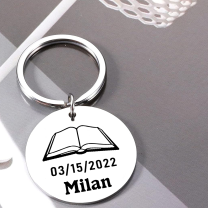 Comunión-Llavero con icono de comunión 1 foto, 1 fecha y 1 nombre personalizados-Jessemade ES