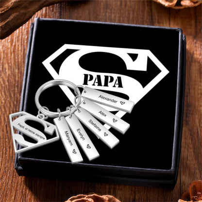 A mi papá - Llavero Superman con 5 nombres personalizados con texto-Jessemade ES