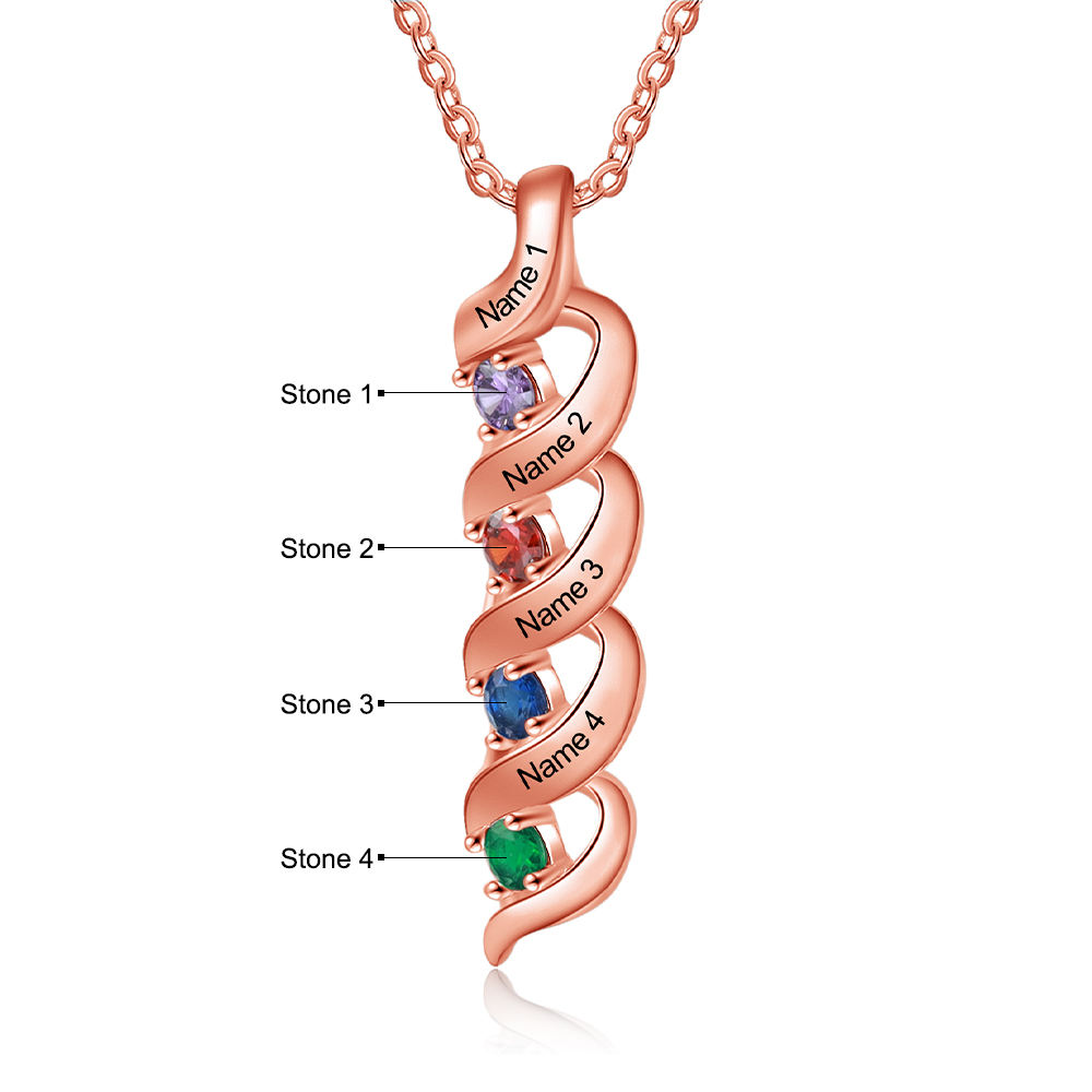 Collar de DNA 2-7 nombres y piedras personalizados-Jessemade ES