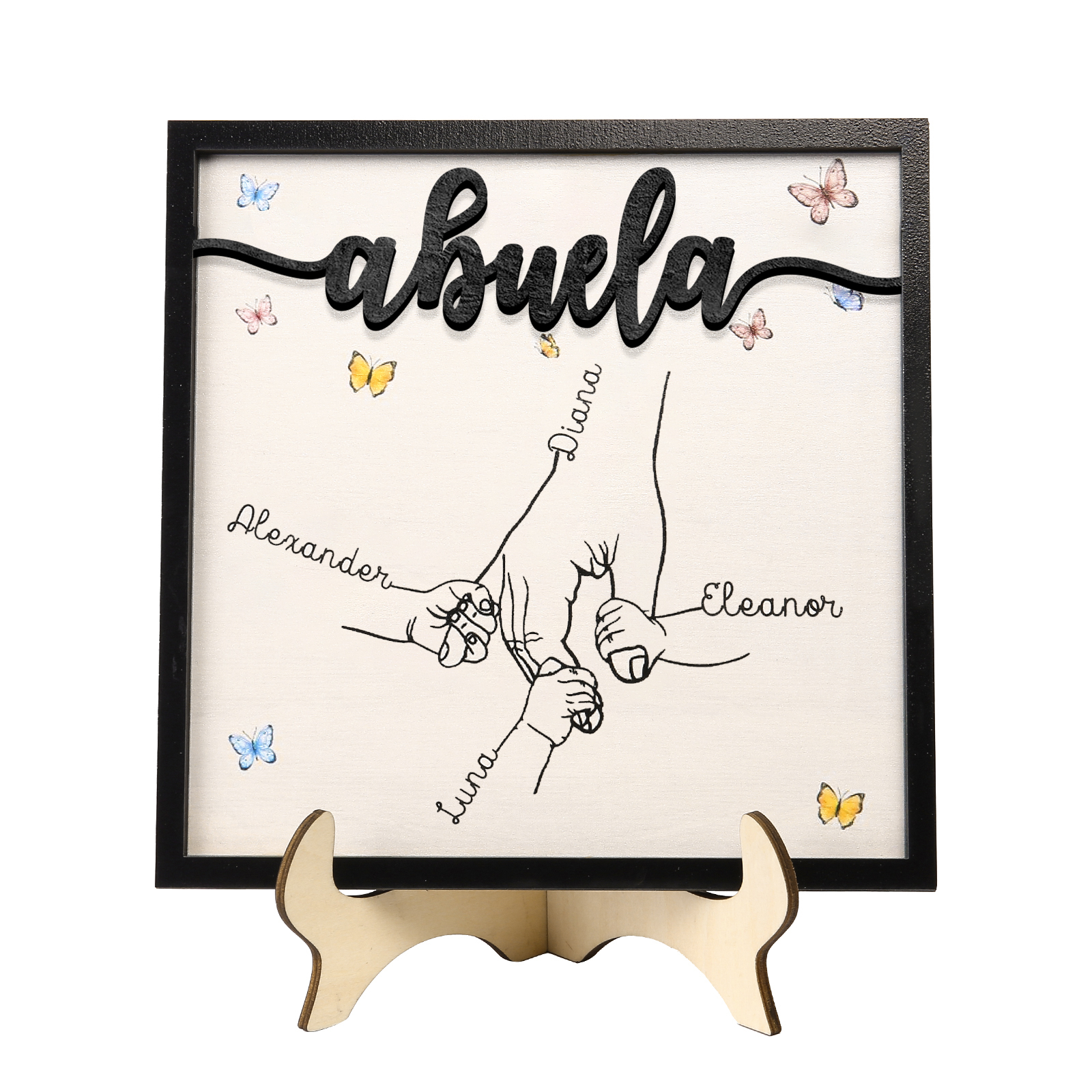 A mi abuela-Adorno 2-7 nombres personalizados decoración de madera mano con manitos-Jessemade ES