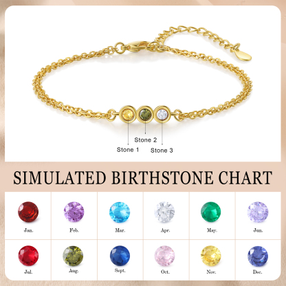 Pulsera 1-6 piedras de nacimiento personalizadas doble cadena-Jessemade ES