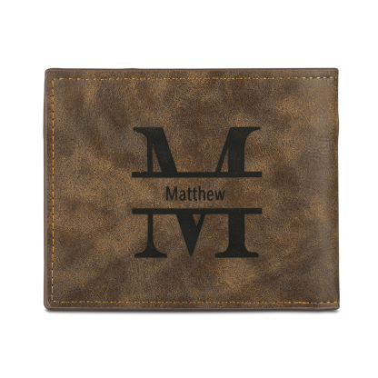 Cartera, billetera personalizada con 1 foto, 1 nombre y 1 letra monedero para hombre-Jessemade ES