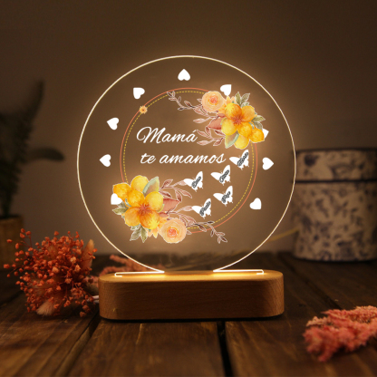 A mi mamá-Lámpara 3D Ilusión Luz de Noche Personalizada con 1-5 Nombres-Jessemade ES