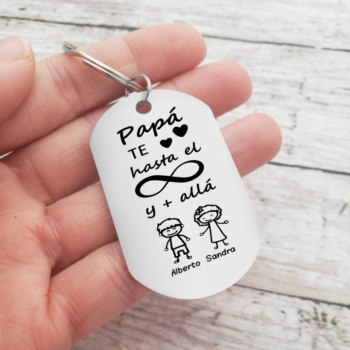 A mi papá-Llavero Personalizado PAPÁ TE AMO HASTA EL INFINITO... 2 Nombres-Jessemade ES