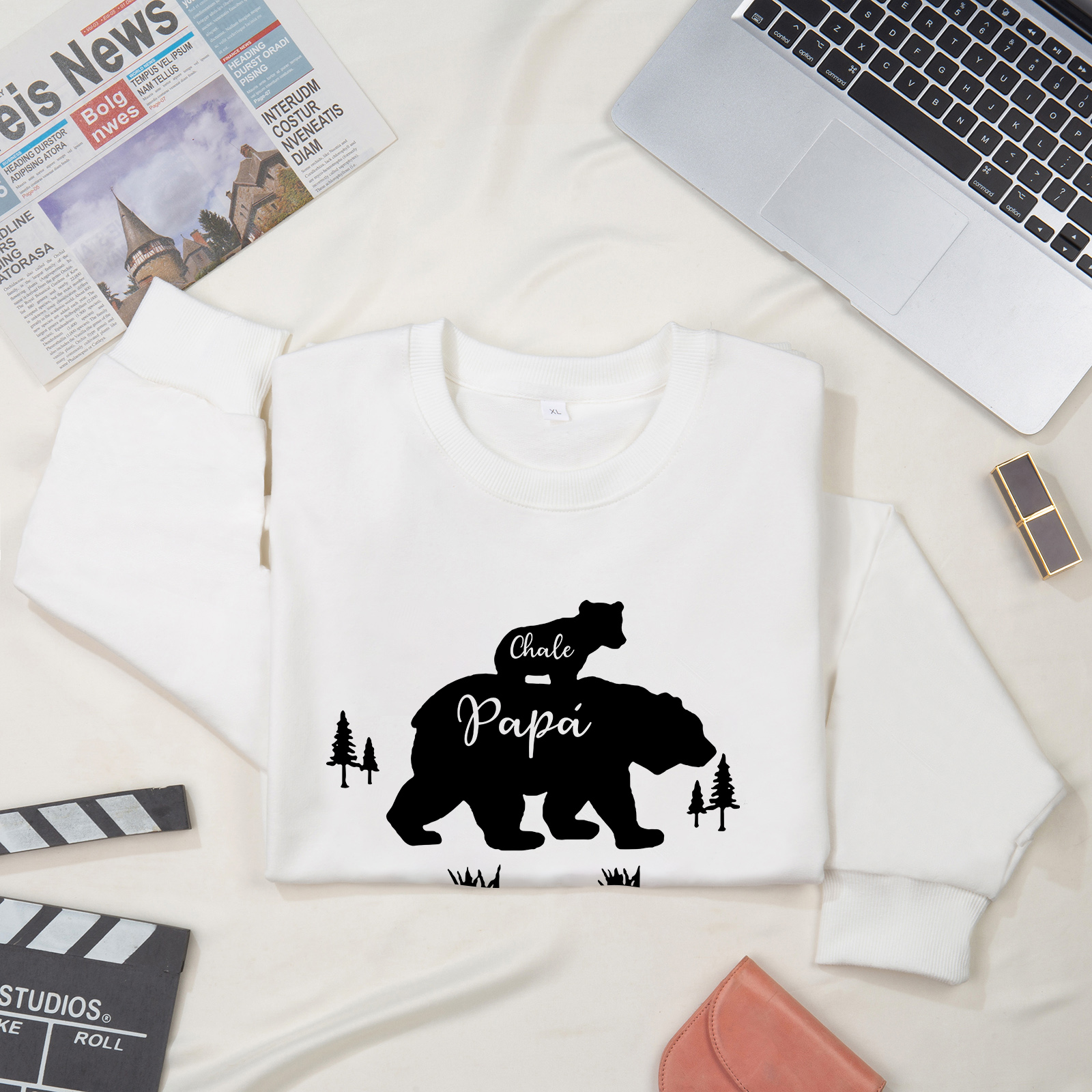 Familia-Sudadera "Oso y sus bebés" 2 nombres personalizados-Jessemade ES