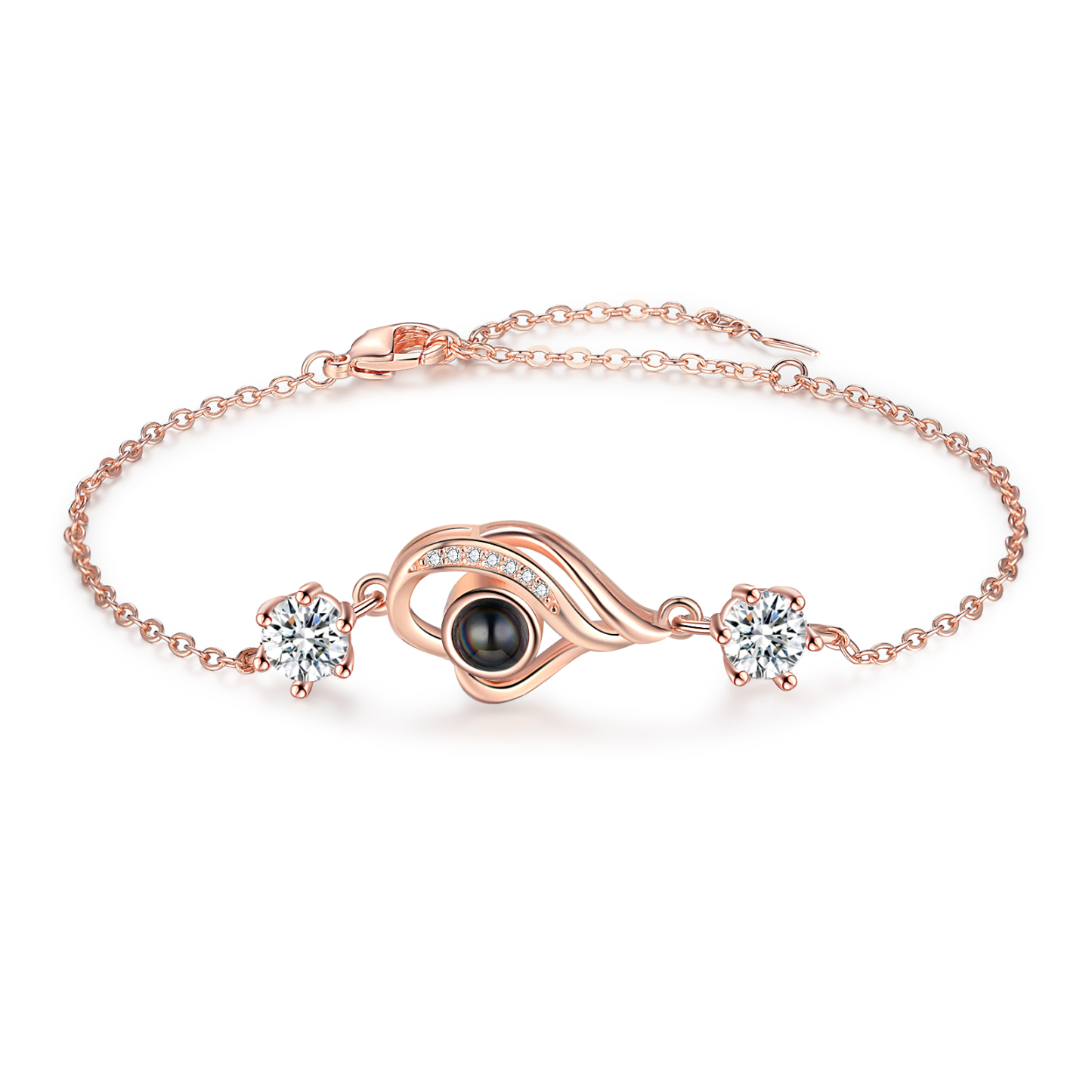 Pulsera con proyección de foto en color para mujer dije de corazón, Brazalete de proyección-Jessemade ES