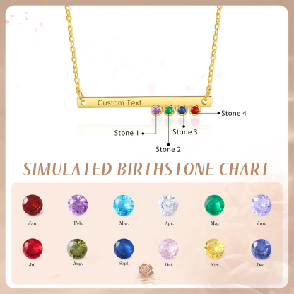 Collar con colgante de placa con 1-4 piedras de nacimiento personalizadas con texto-Jessemade ES