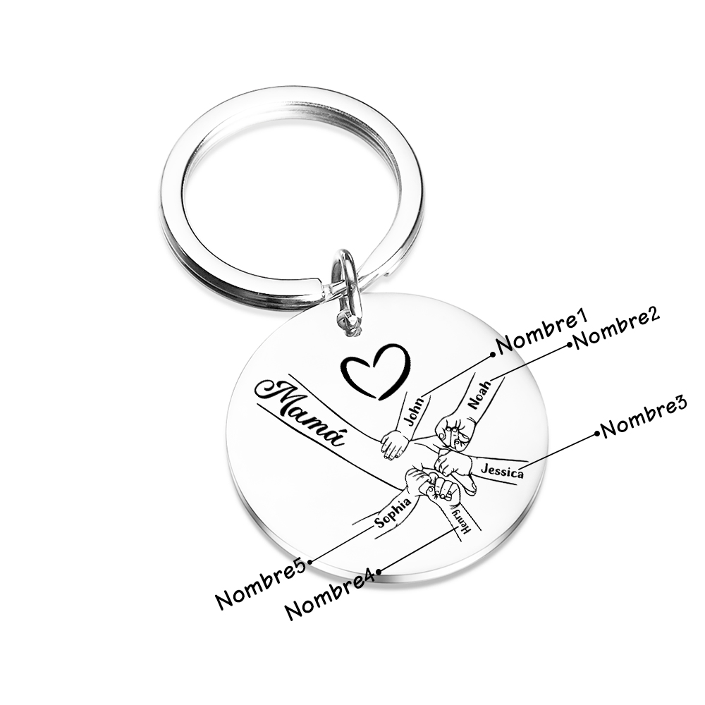 A mi mamá-Llavero 1-6 Nombres Personalizados MANOS COGIDAS-Jessemade ES