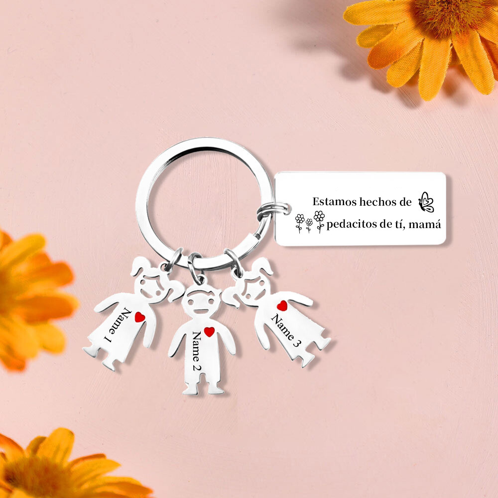 A mi mamá - Llavero 1-6 Nombres Personalizado con Charms de Niños-Jessemade ES
