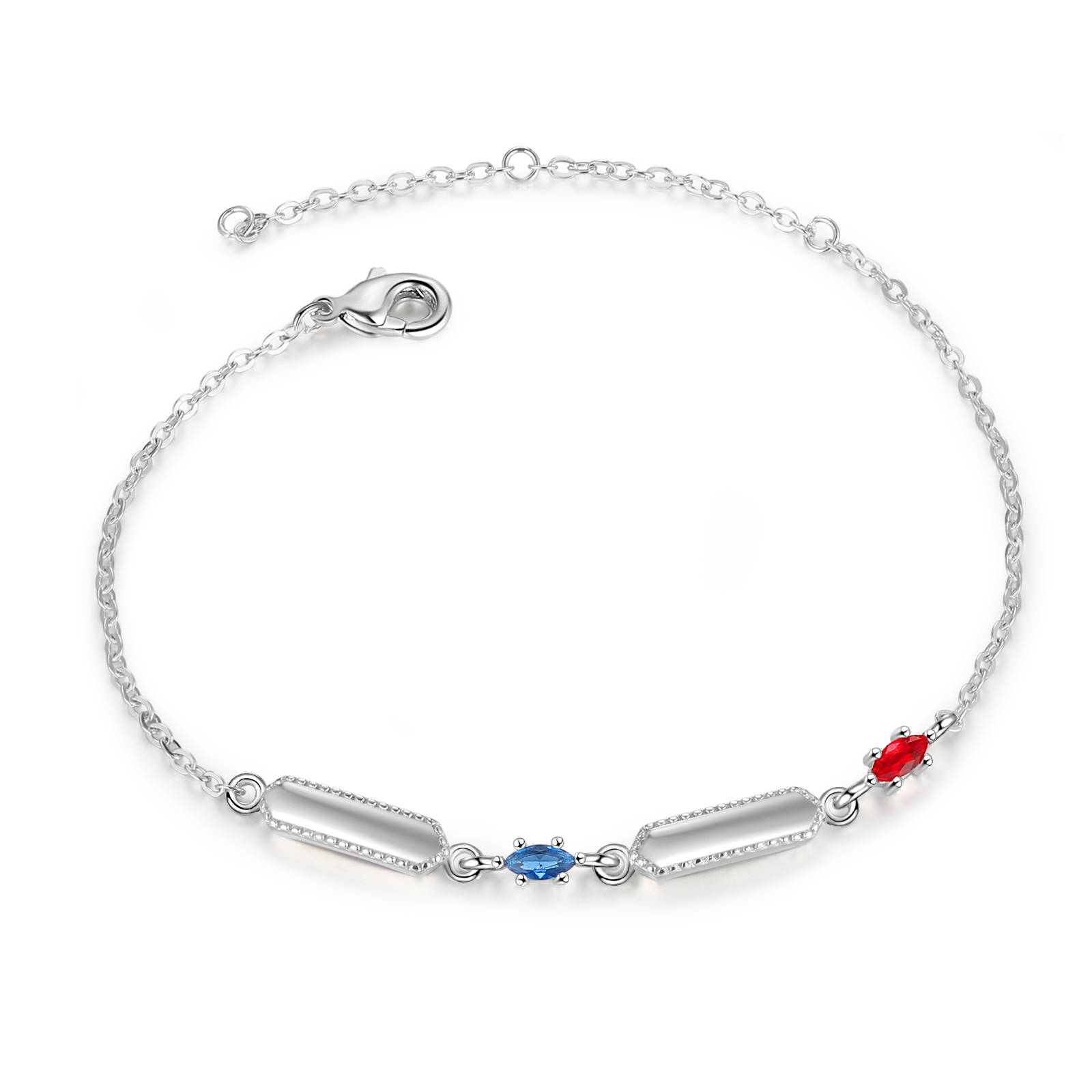 Pulsera infinito para mujer y placa personalizada con 2 nombres y 2 piedras de nacimiento-Jessemade ES
