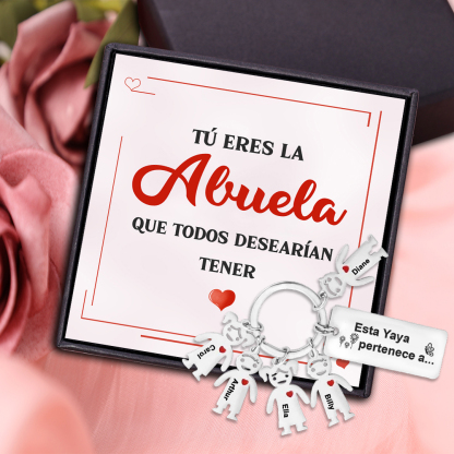 A mi abuela - Llavero "Esta Yaya pertenece a..." con 1-6 nombres personalizados en "niños"-Jessemade ES