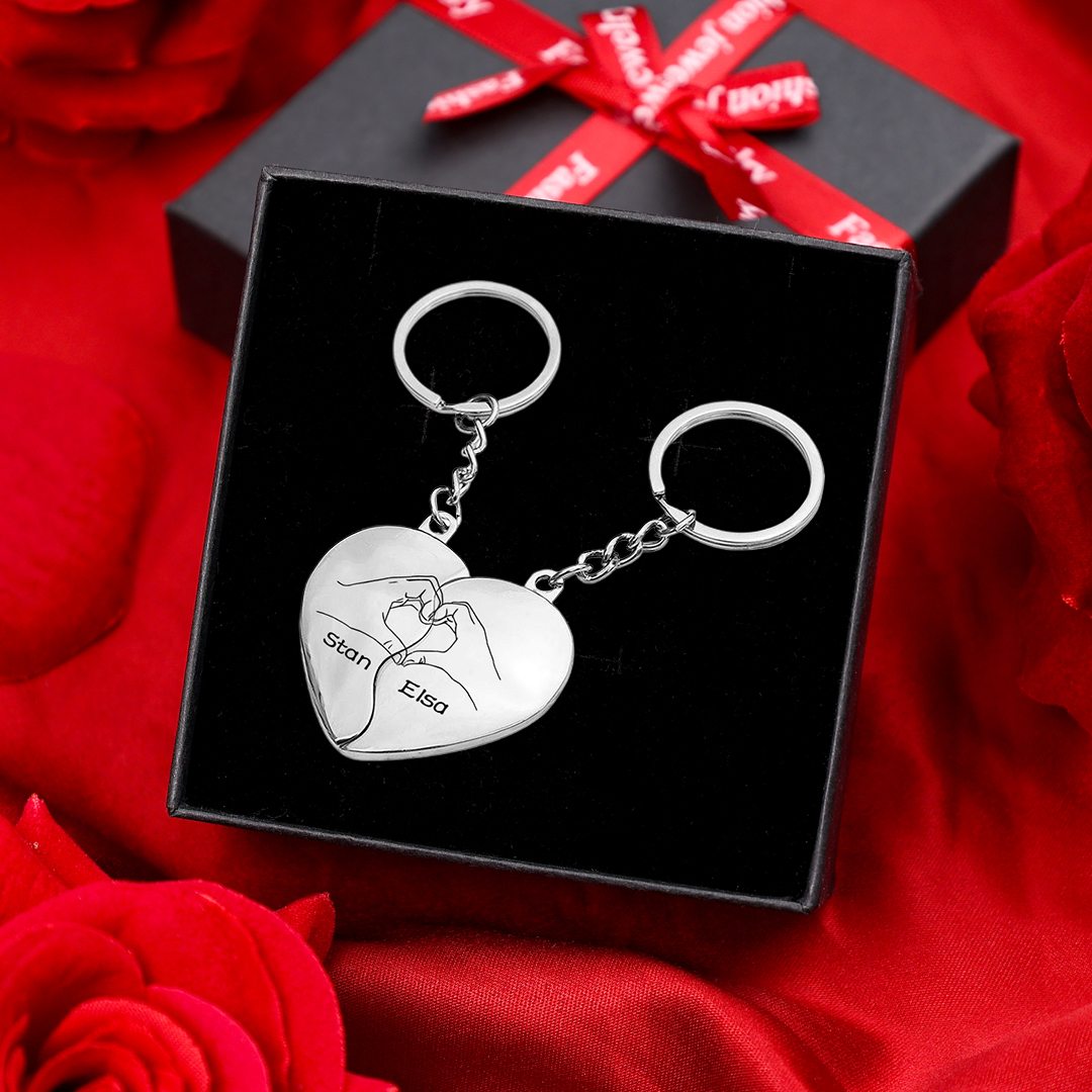 Llavero de corazón para pareja "Juntos un corazón completo" 2 nombres personalizados-Jessemade ES