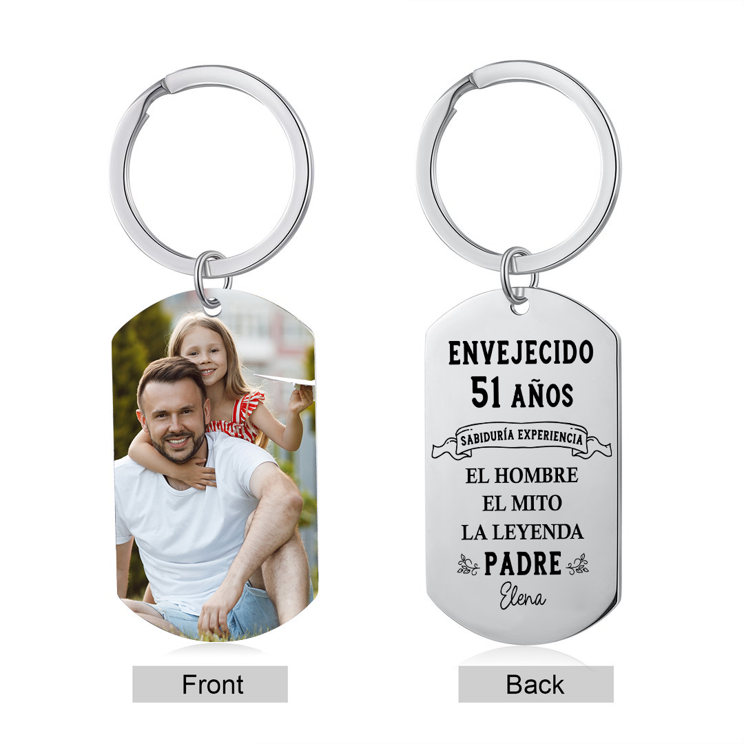 Al cumpleaño de papá-Llavero Personalizado EL HOMBRE EL MITO LA LEYENDA Nombre, Número y Foto-Jessemade ES